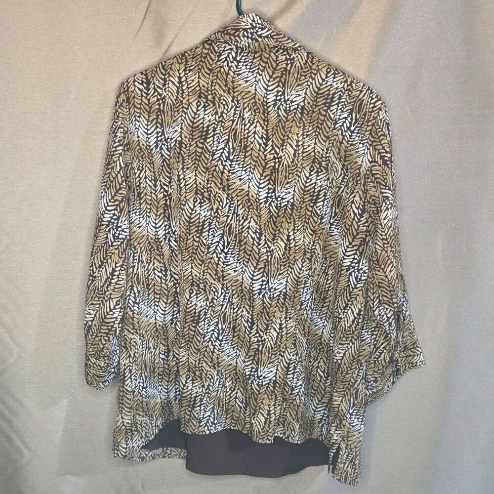 Notations, Brown, Tan, White, Top, Size: 2X